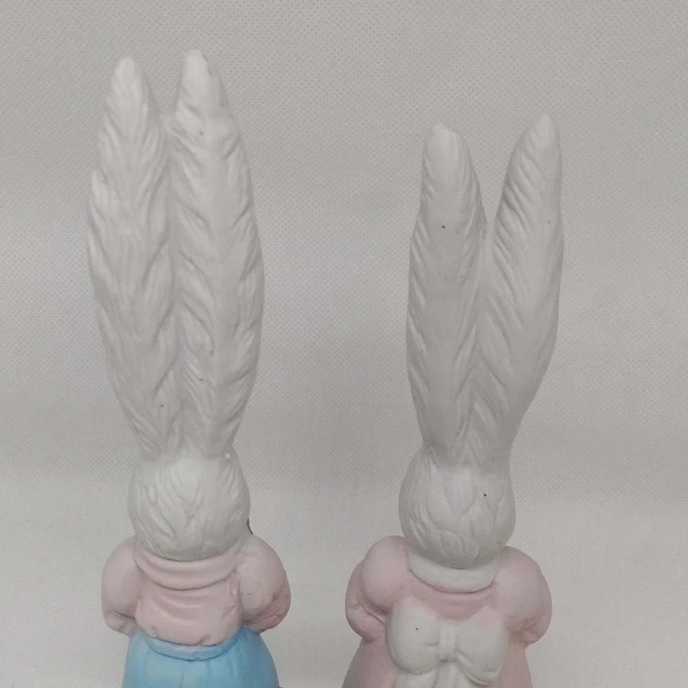 Vintage 1995 Hermitage Pottery‎ Easter Lane Collection Boy & Girl Bunny Bells